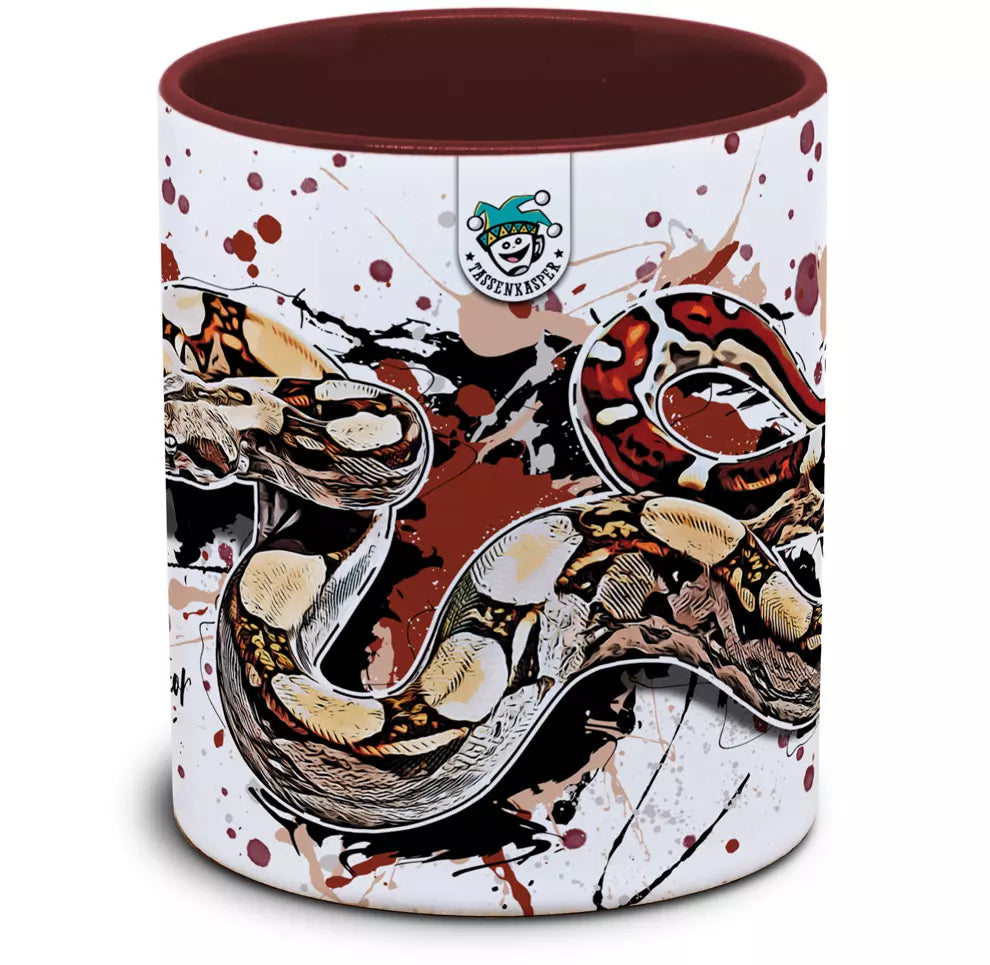 Keramiktasse mit Boa constrictor / Abgottschlange Motiv von Tassenkasper