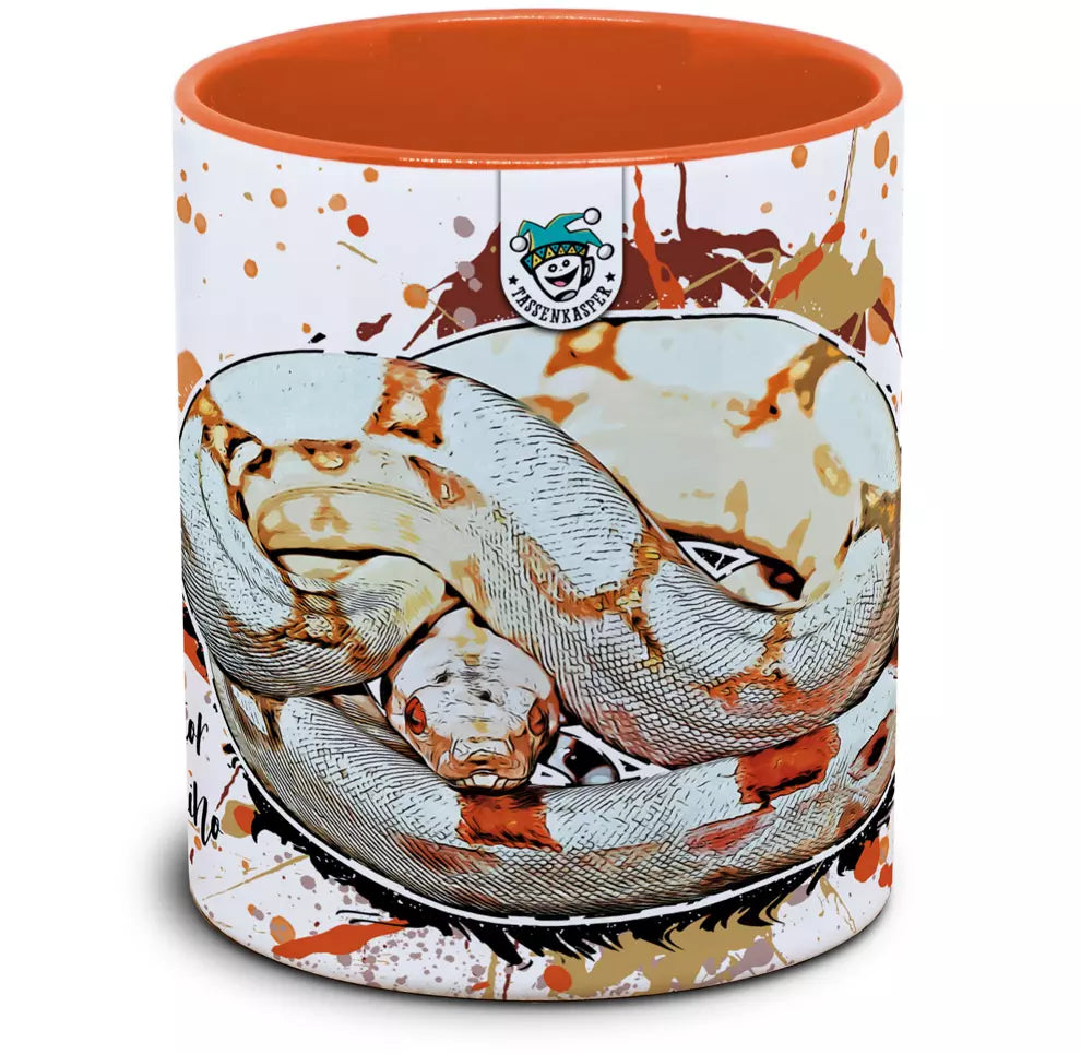 Keramiktasse mit Boa constrictor (Albino) / Abgottschlange Motiv von Tassenkasper