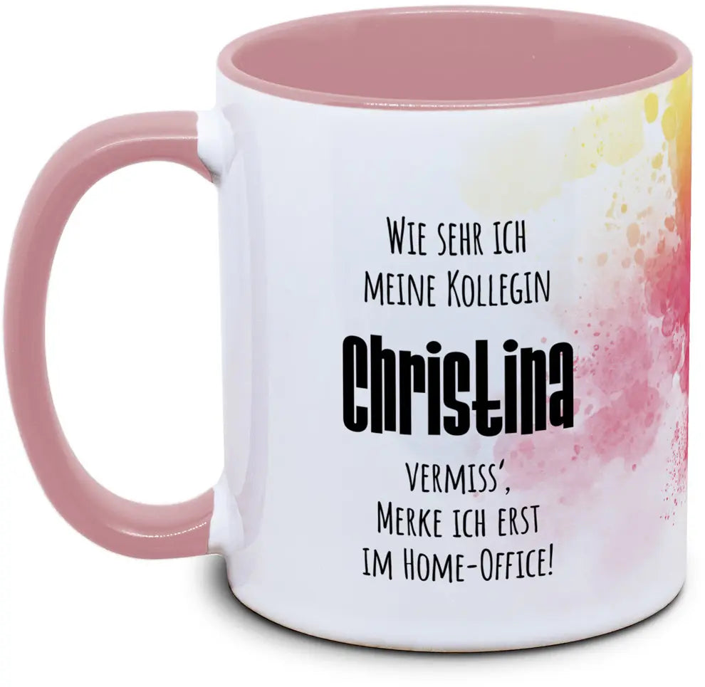 Keramiktasse mit Home-Office Kollegin mit Spruch Motiv von Tassenkasper