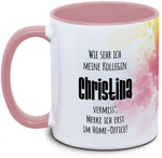 Keramiktasse mit Home-Office Kollegin mit Spruch Motiv von Tassenkasper