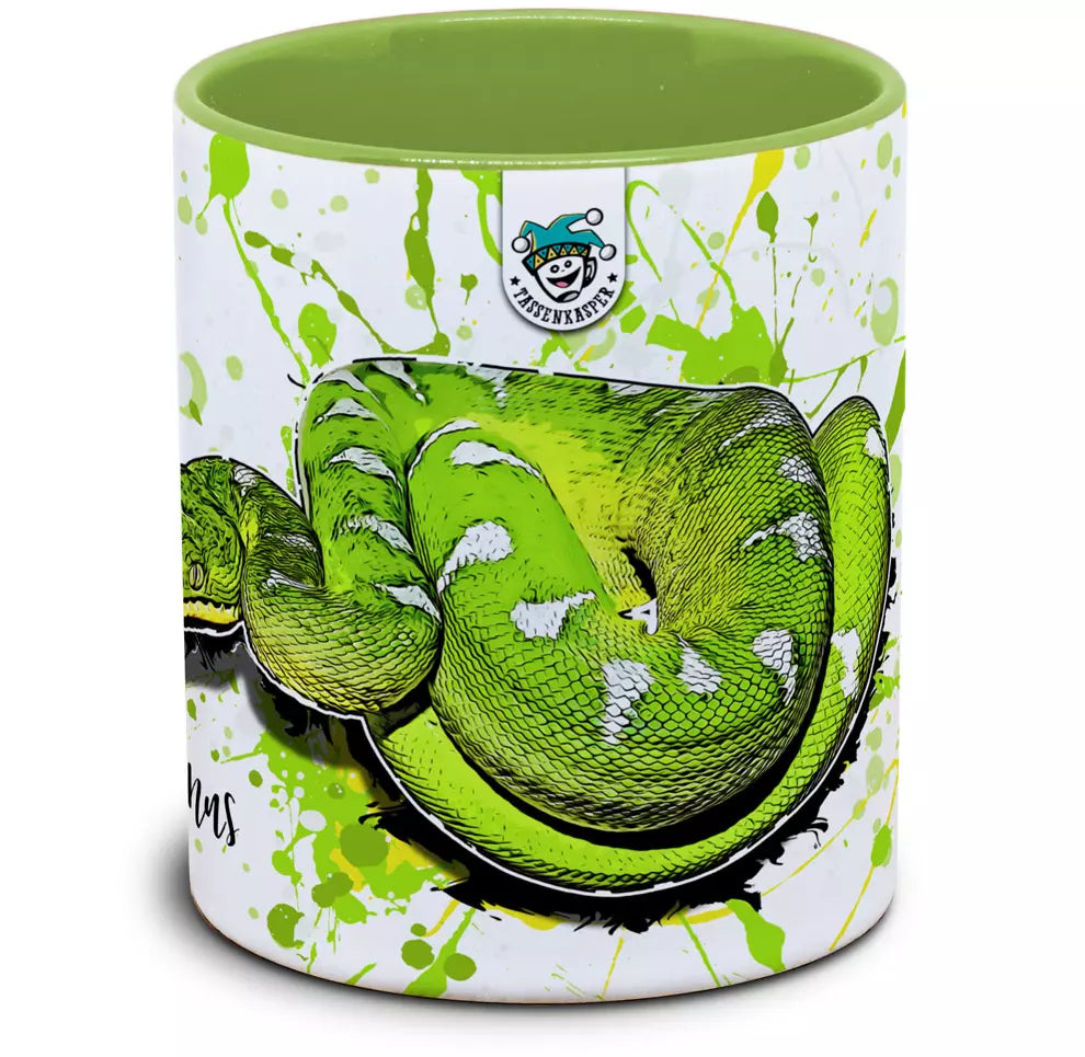 Keramiktasse mit Corallus caninus / Hundskopfschlinger Motiv von Tassenkasper
