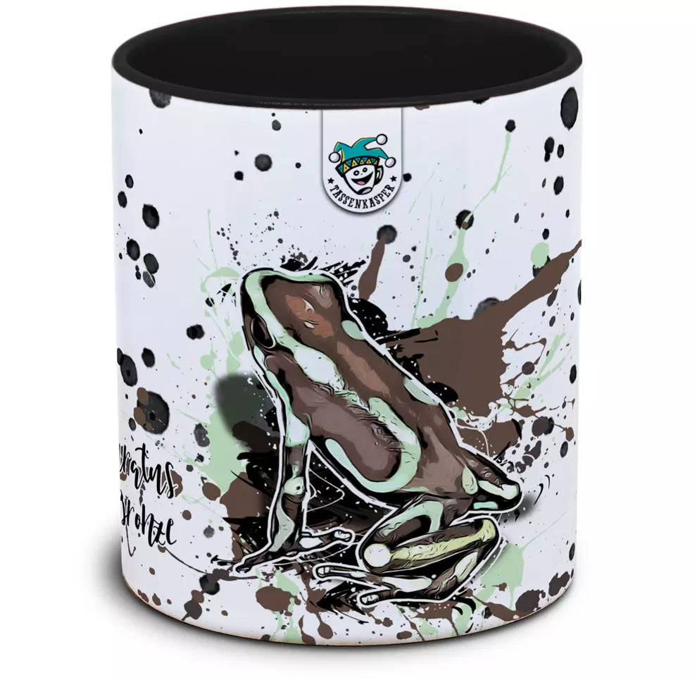 Keramiktasse mit Dendrobates auratus (Highland Bronze) / Goldbaumsteiger Motiv von Tassenkasper