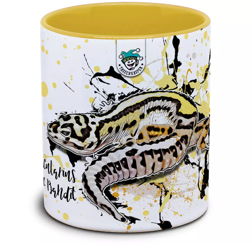 Keramiktasse mit Eublepharis macularius (Boldstripe Bandit) / Leopardgecko Motiv von Tassenkasper