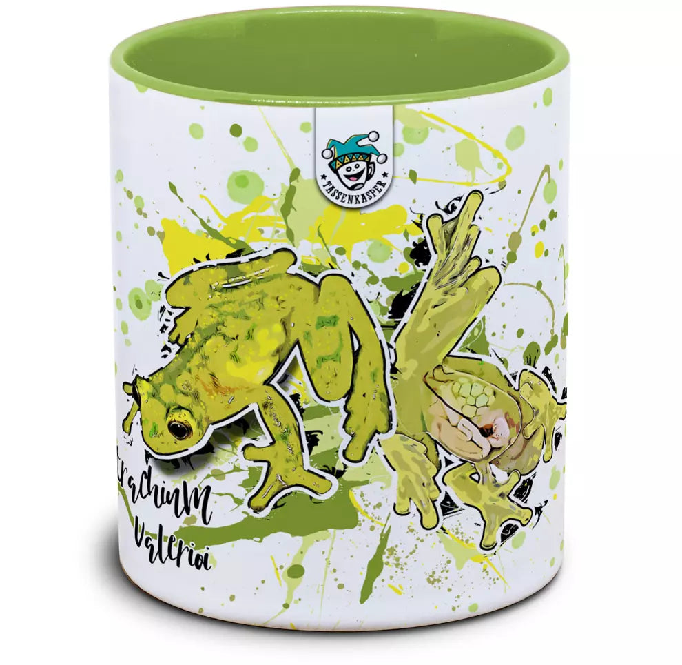 Keramiktasse mit Hyalinobatrachium valerioi / Glasfrosch Motiv von Tassenkasper