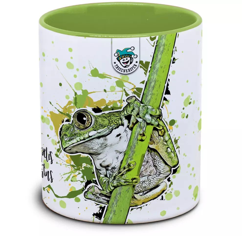 Keramiktasse mit Leptopelis vermiculatus / Grüner Waldsteigerfrosch Motiv von Tassenkasper