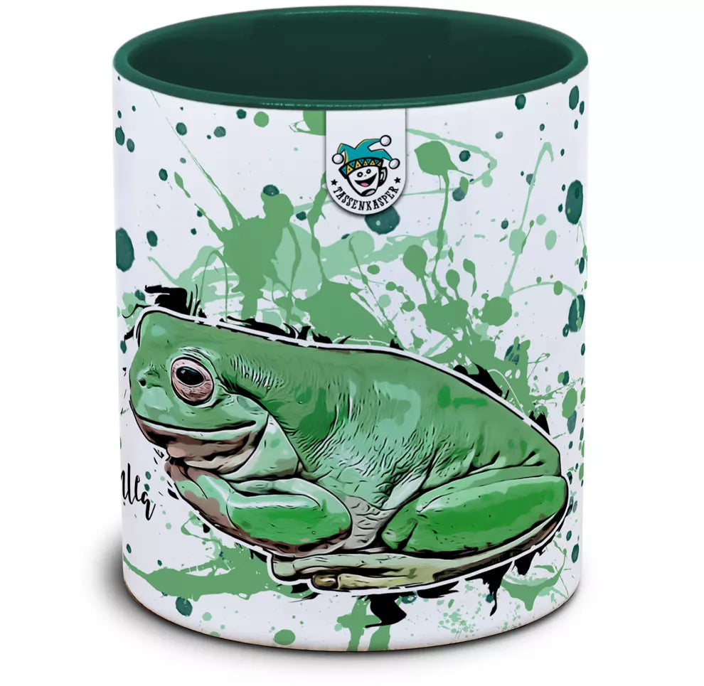 Keramiktasse mit Litoria caerulea / Korallenfinger Laubfrosch Motiv von Tassenkasper