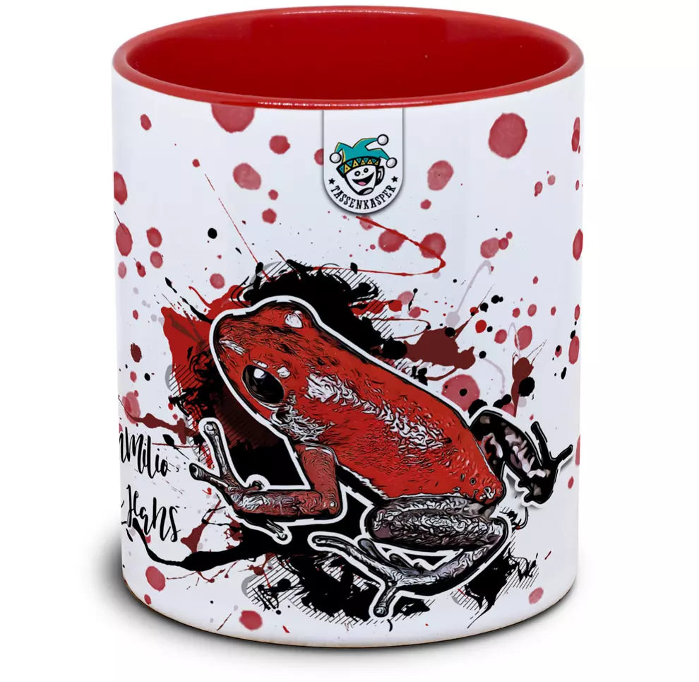 Keramiktasse mit Oophaga pumilio (Black Jeans) / Erdbeerfröschchen Motiv von Tassenkasper