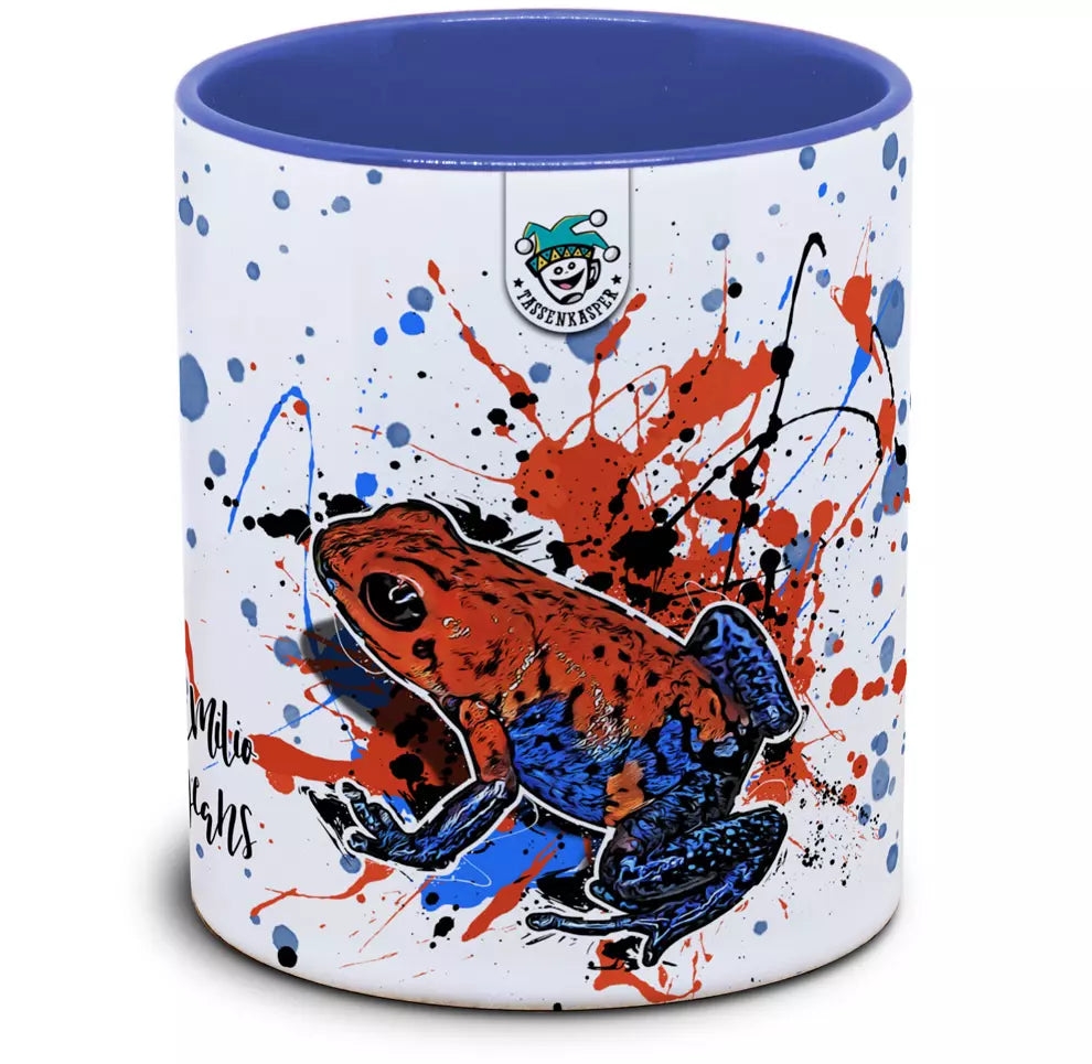 Keramiktasse mit Oophaga pumilio (Blue Jeans) Motiv von Tassenkasper