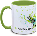 Tasse mit Phelsuma klemmeri blauer Bambus Taggecko  Seitenansicht rechts des Henkels