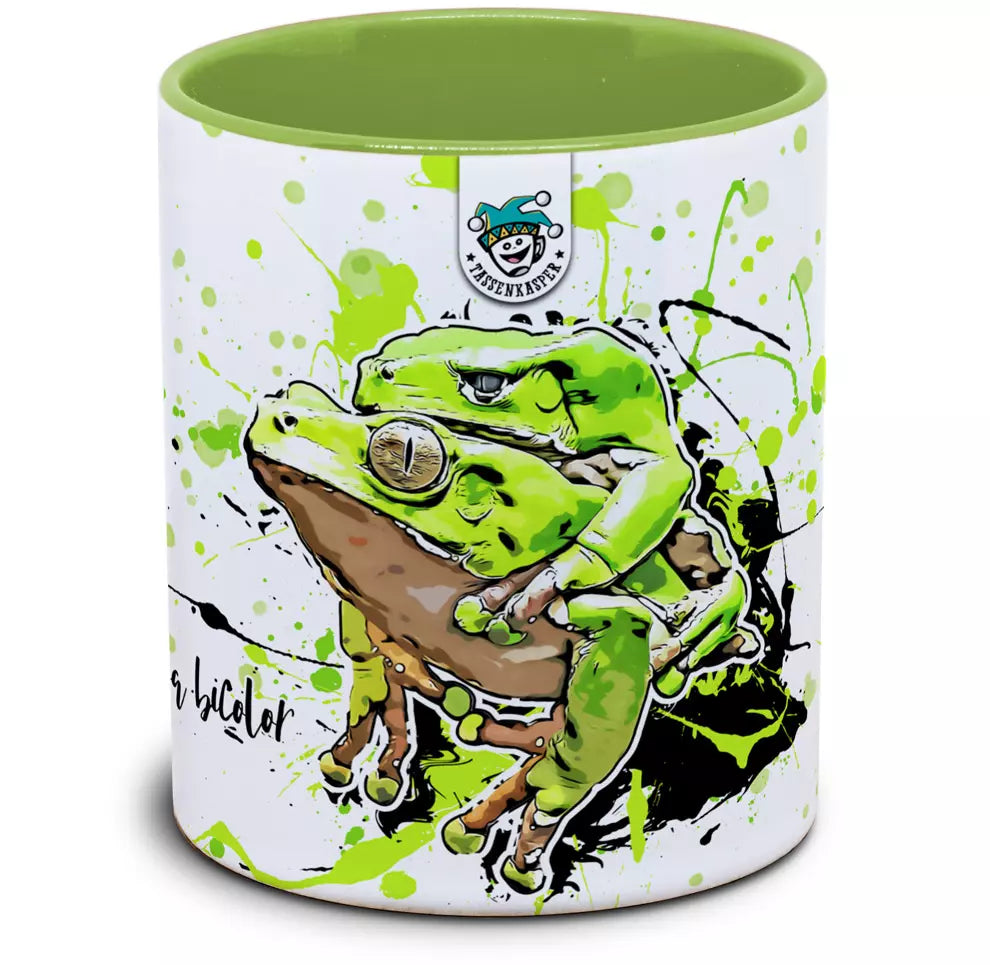 Keramiktasse mit Phyllomedusa bicolor / Riesenmakifrosch Motiv von Tassenkasper