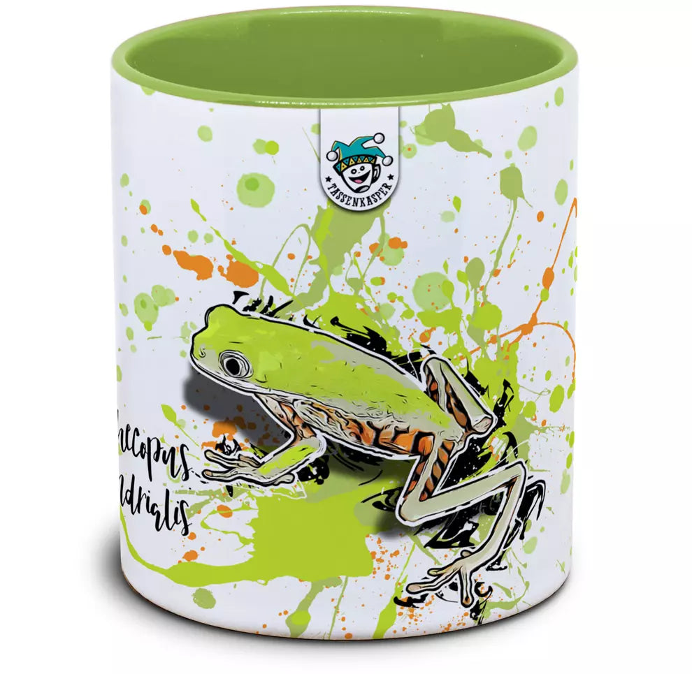 Keramiktasse mit Pithecopus hypochondrialis / Tigerbein Makifrosch Motiv von Tassenkasper
