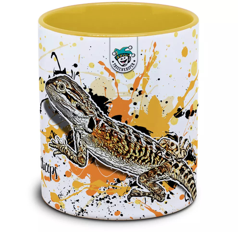 Keramiktasse mit Pogona vitticeps / Bartagame Motiv von Tassenkasper