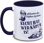 Keramiktasse mit Seefahrer: Recht hat wer Käpt'n is! Motiv von Tassenkasper