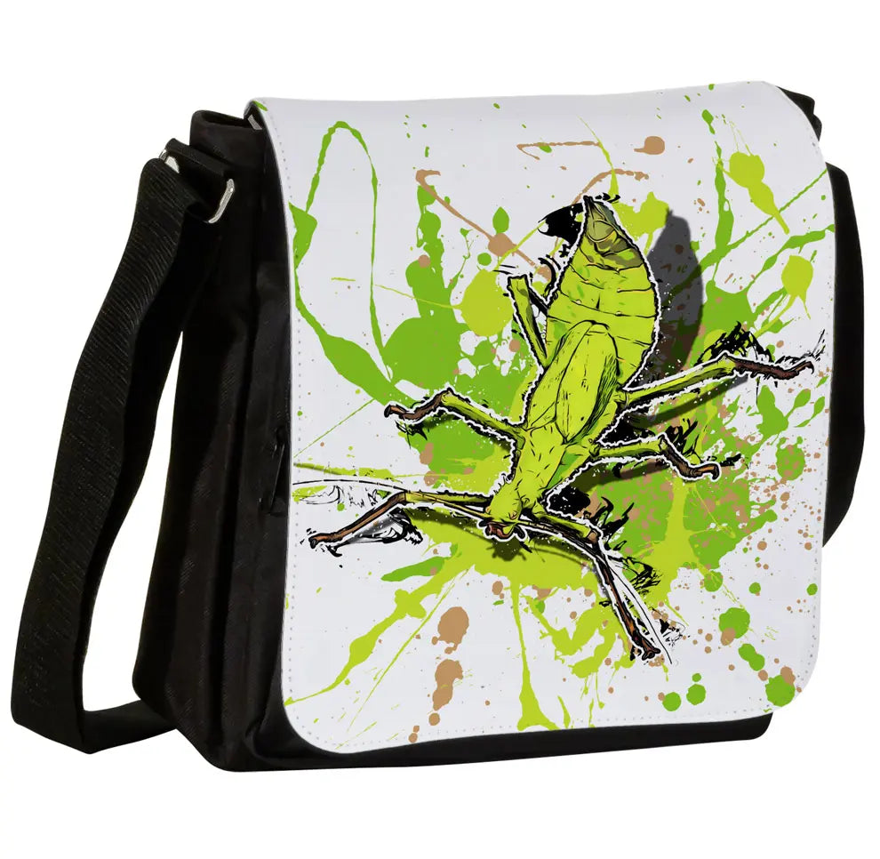 Schultertasche mit Heteropteryx dilatata / Malaiische Riesengespenstschrecke Motiv von Tassenkasper
