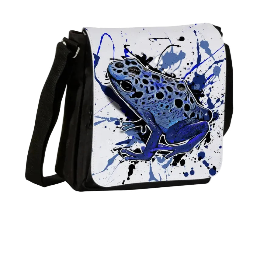 Schultertasche mit Dendrobates tinctorius azureus / Blauer Pfeilgiftfrosch Motiv von Tassenkasper