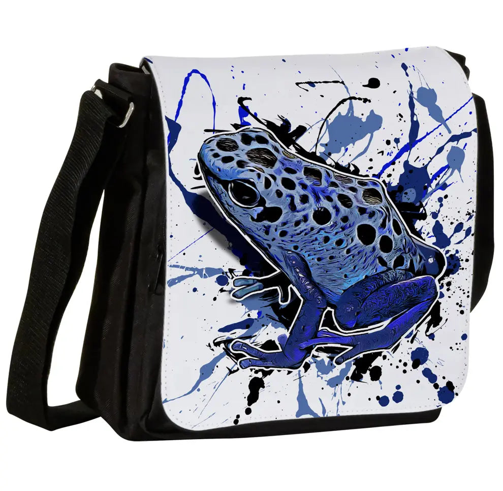 Schultertasche mit Dendrobates tinctorius azureus / Blauer Pfeilgiftfrosch Motiv von Tassenkasper