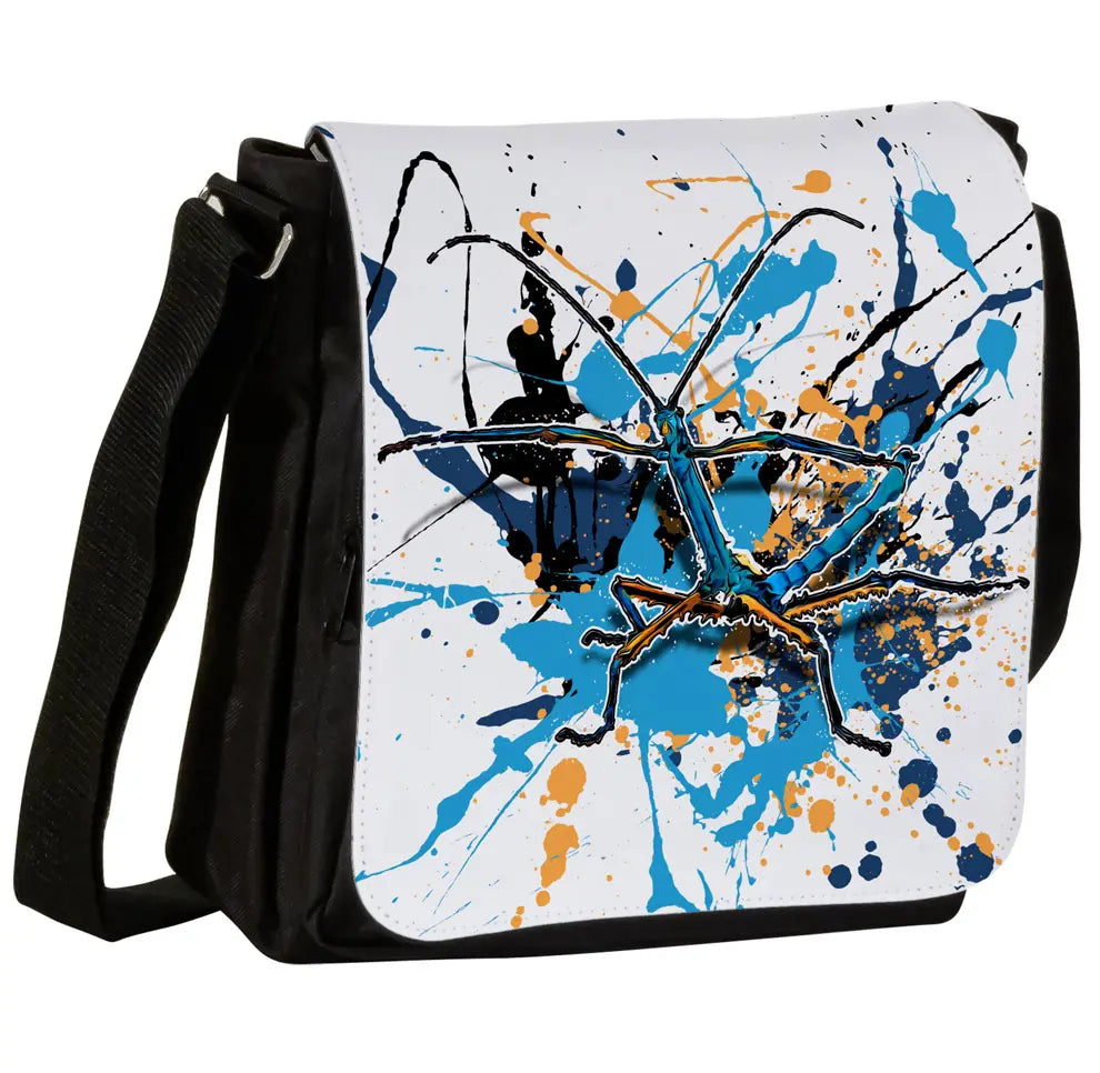 Schultertasche mit Achrioptera manga / Türkisblaue Riesenstabschrecke Motiv von Tassenkasper