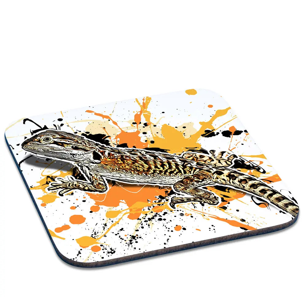 Untersetzer mit Pogona vitticeps / Bartagame Motiv von Tassenkasper