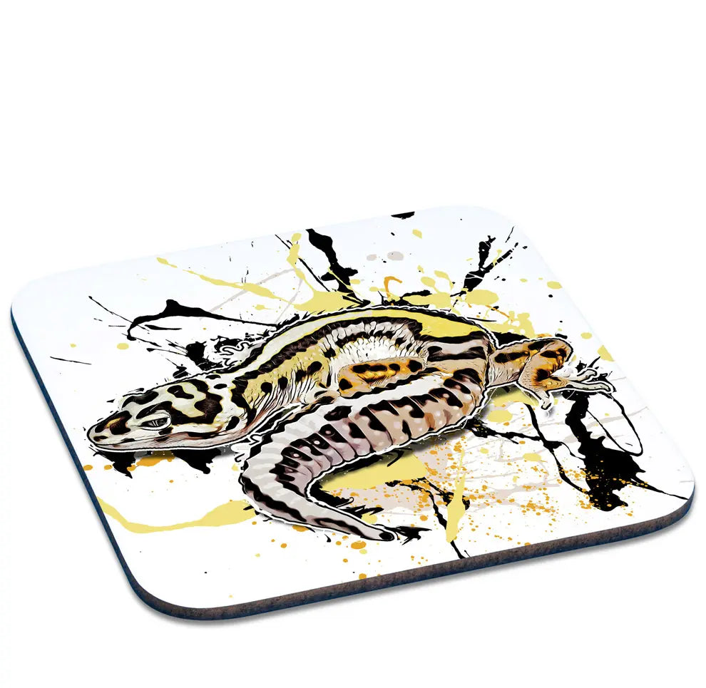 Untersetzer mit Eublepharis macularius (Boldstripe Bandit) / Leopardgecko Motiv von Tassenkasper