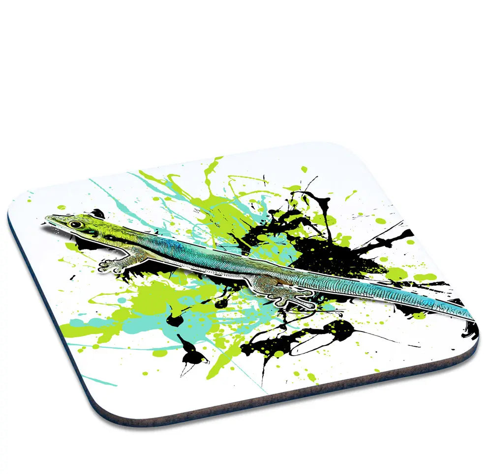 Untersetzer mit Phelsuma klemmeri / Blauer Bambus - Taggecko Motiv von Tassenkasper