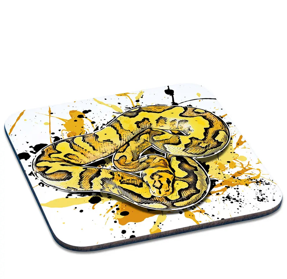 Untersetzer mit Python regius (Super Disco Clown) / Königspython Motiv von Tassenkasper