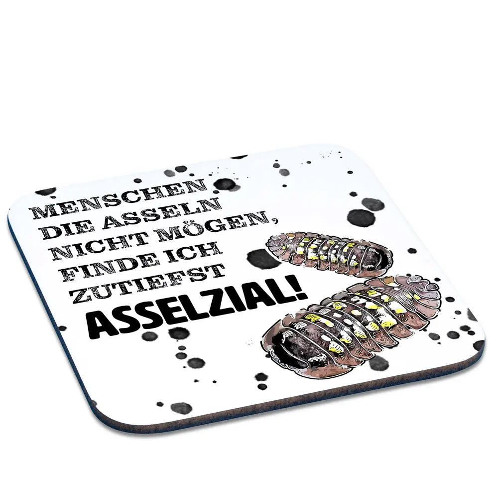 Untersetzer mit Assel (zutiefst Asselzial) Motiv von Tassenkasper