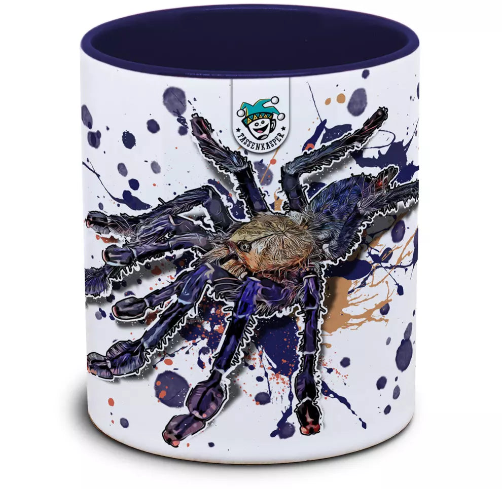 Keramiktasse mit Omothymus violaceopes / Blaue Malaysia-Vogelspinne Motiv von Tassenkasper