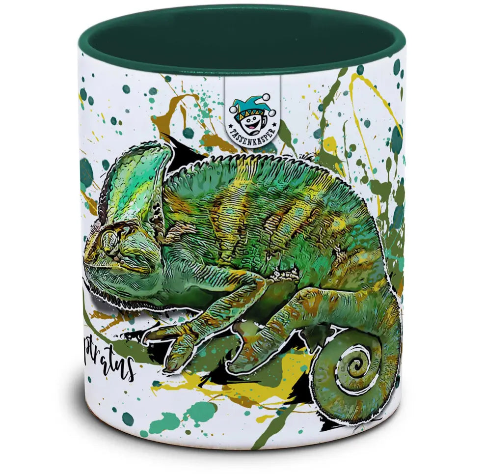 Tasse mit Chamaeleo calyptratus Jemenchamaeleon