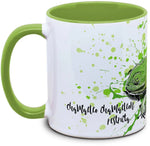 Tasse mit chameleo chameleon restricta europaeisches Chamaeleon Seitenansicht rechts des Henkels