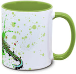 Tasse mit Phelsuma guimbeaui Mauritius Tieflandwald Taggecko Seitenansicht links des Henkels