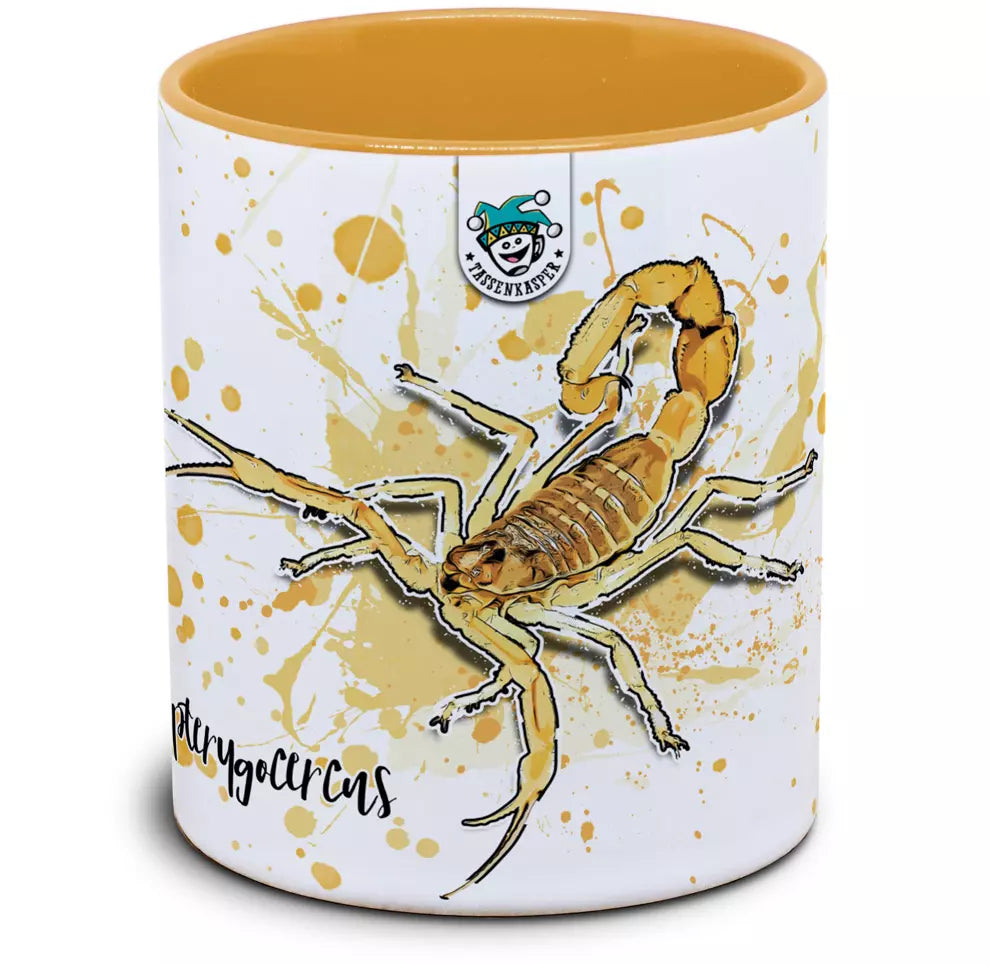 Keramiktasse mit Apistobuthus pterygocerus / Schildschwanz Skorpion Motiv von Tassenkasper
