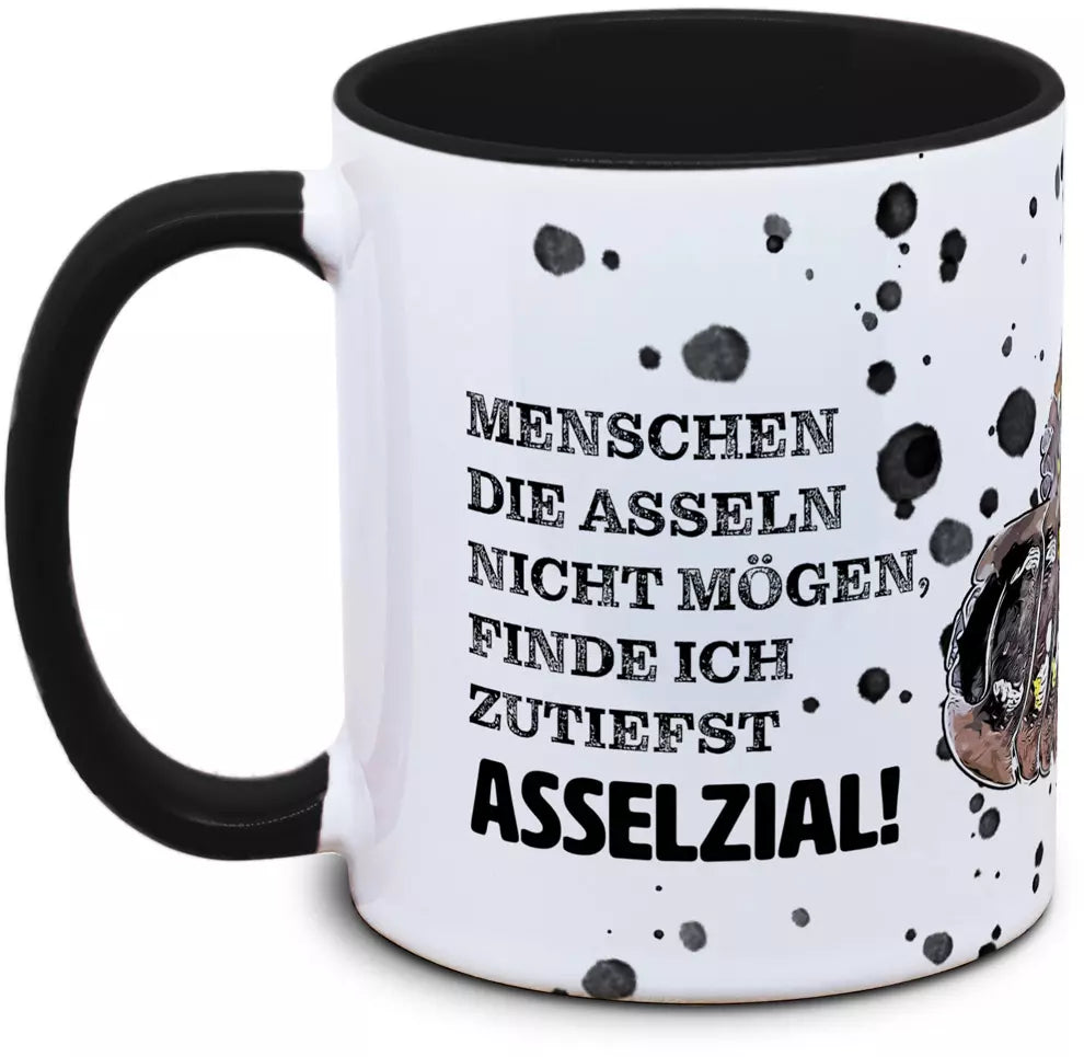 Keramiktasse mit Assel (zutiefst Asselzial) Motiv von Tassenkasper