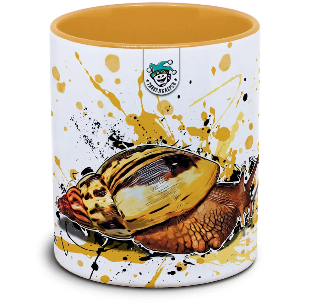 Keramiktasse mit Lissachatina albopicta / Afrikanische Riesenschnecke Motiv von Tassenkasper