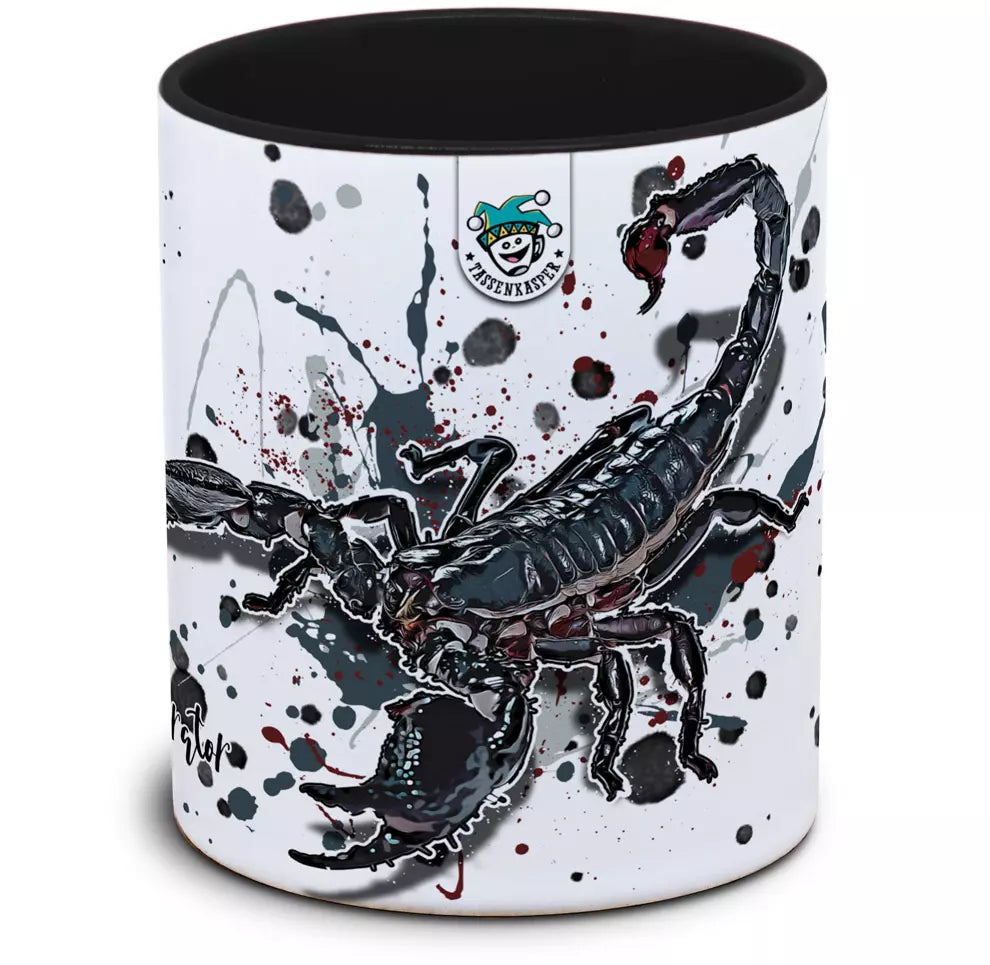 Keramiktasse mit Pandinus imperator / Kaiserskorpion Motiv von Tassenkasper